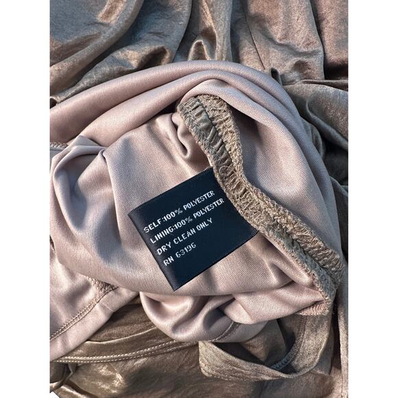 Suzi Chin for Maggy Golden Bronze Shiny Drape Cocktail Dress - Picture 4 of 4